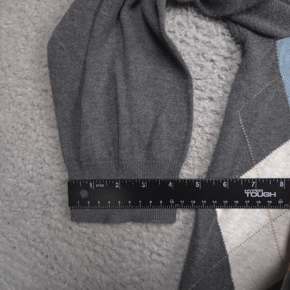 Oak Hill Sweater Men 3XL 100% Cotton Argyle Henley Pullover Gray Blue Big Tall - Picture 9 of 12
